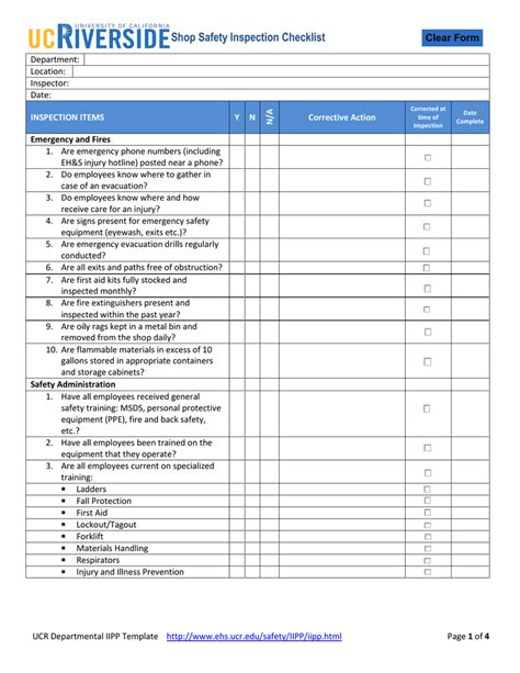 Shop Safety Inspection Checklist inside Machine Shop Inspection Report ...