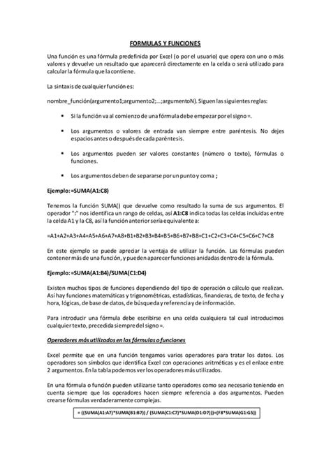 F Rmulas Y Funciones Pdf