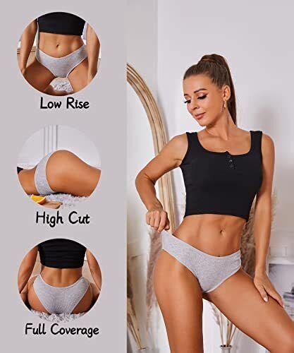 Cutebyte Pack Womens Cotton Underwear Sexy Stretch V Waist Medium