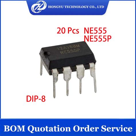 20 Pcs Lots NE555 NE555P 555 IC OSC SINGLE TIMER 100KHZ 8 DIP 10 MA