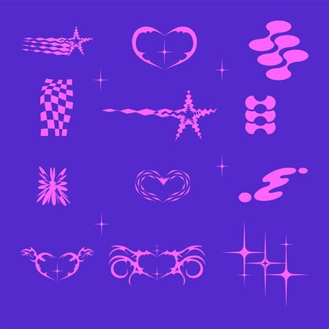 Premium Vector Vector Y2k Pink Element Retro Star Icons Love Elements