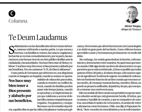 Prensa UC Temuco 20 09 2015 Columna de Monseñor Héctor Vargas