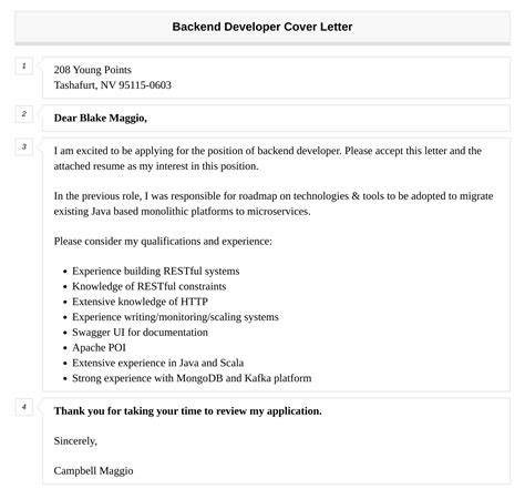 Backend Developer Cover Letter Velvet Jobs