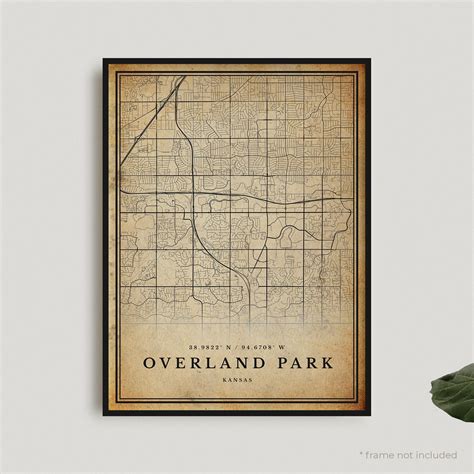 Overland Park Vintage Map Print Overland Park Retro Map Etsy