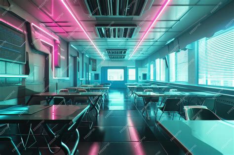 Premium Photo Abstract Futuristic School Classroom Futuristic Classroom In School Of The