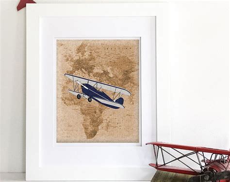 Vintage Airplane Nursery Decor Airplane Nursery Art Map Nursery