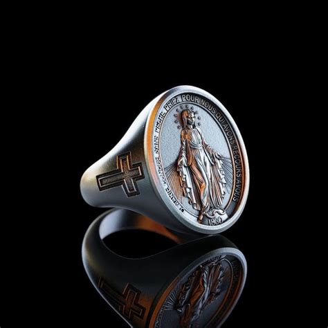 Personalisierte Wunderbare Medaille Ring Sterling Silber Heilige