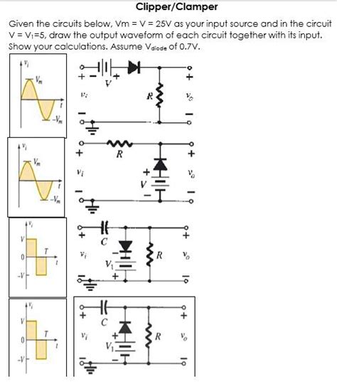 Solved Clipper Clamper Given The Circuits Below Vm V V As Your