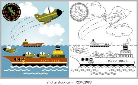 Busy Port Funny Cargo Ship Cartoon Stock Vector Royalty Free