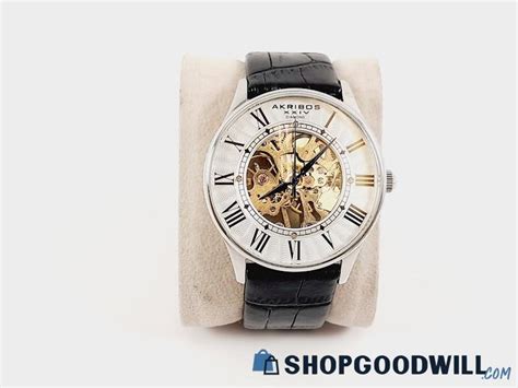 Men S Akribos Xxiv Diamond Skeleton Mechanical Watch Shopgoodwill