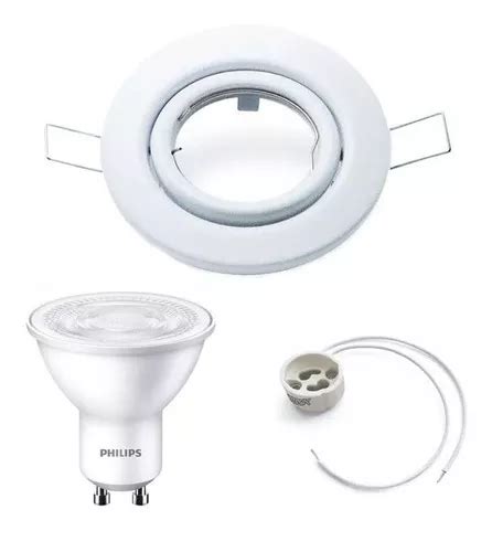 Pack 10 Spot Embutir Blanco Con Dicroica Led 5w Philips Temperatura