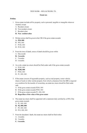 Donors Tax Lecture Notes Part Donor S Tax Nature Of