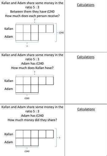 Bar Model Ratio Worksheet