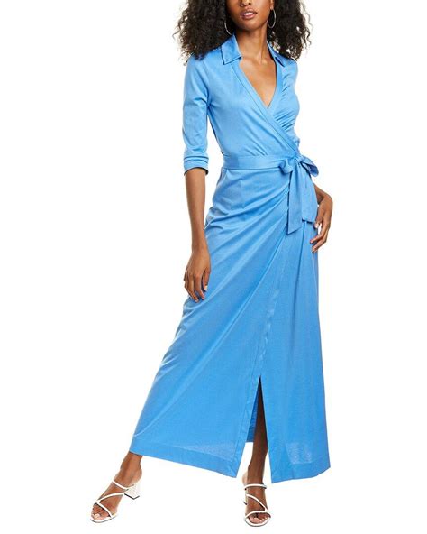 Diane Von Furstenberg Abigail Silk Blend Maxi Wrap Dress In Blue Lyst