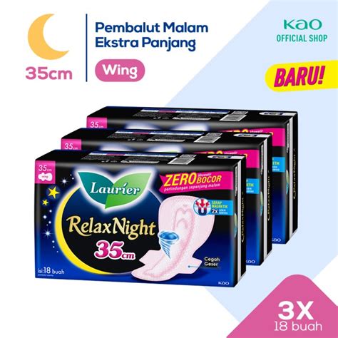 Promo Laurier Relax Night S Triplepack Pembalut Wing Cm Kao