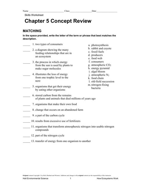 Holt Environmental Science Worksheets Answers