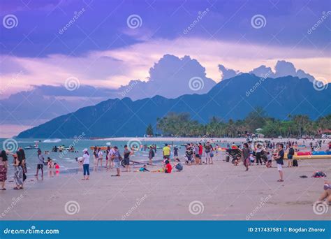 langkawi malaysia   people   beach editorial photo