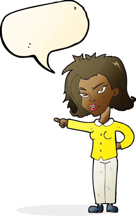 Cartoon Woman Pointing With Speech Bubble 12309454 Vector Art At Vecteezy