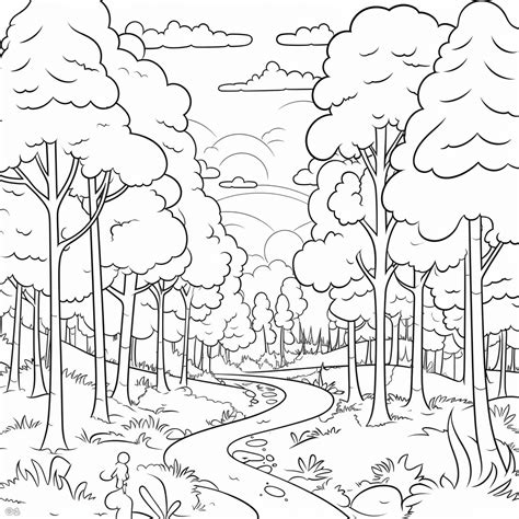Bäume Und Wald Ausmalbild Kostenlos Herunterladen