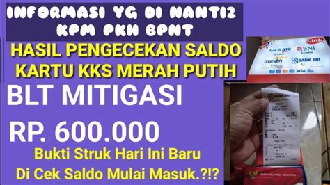 HASIL CEK SALDO BLT MITIGASI 600 RIBU DI HARI SABTU TGL 17 FEBRUARI