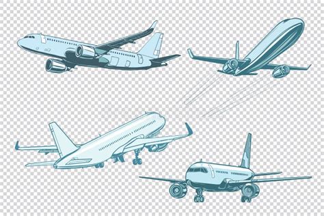 Satz Passagierflugzeuge Vektor Abbildung Illustration Von Fliege