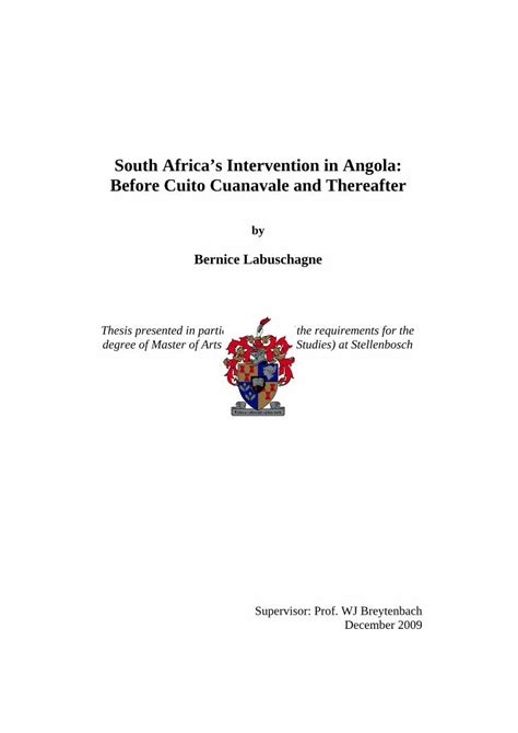 PDF South Africas Intervention In Angola Before Cuito PDF