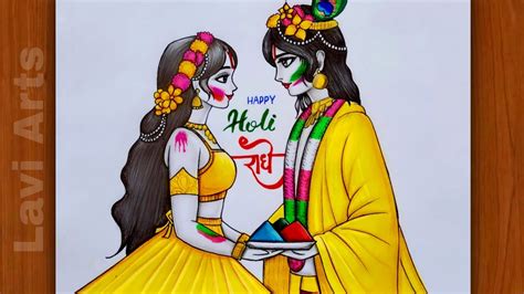 Happy Holi Radhe How To Draw Radha Krishna Radha Krishna Holi