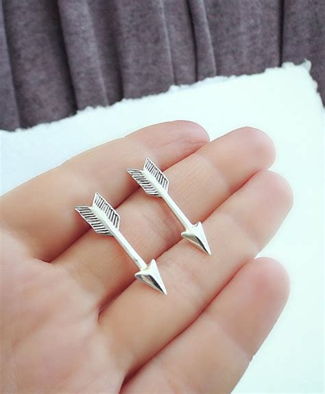 Silver Arrow Earrings Arrow Studs Katniss Earrings Long Arrow