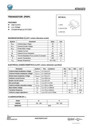 A1273 . Datasheet. Equivalente. Reemplazo. Todos los transistores. Hoja ...