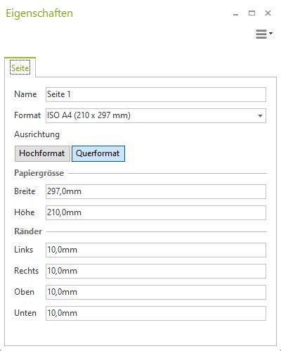 Präsentation Drucken Layout Bereich pCon planner PRO Eine Seite