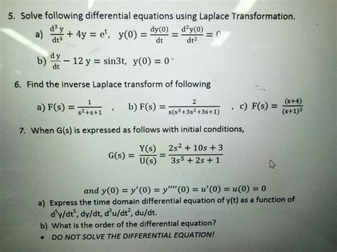 Solved Solve Following Differential Equations Using Laplace