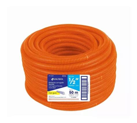 Rollo De Poliducto 1 2 Corrugado Flexible Con Guía 50 Mts