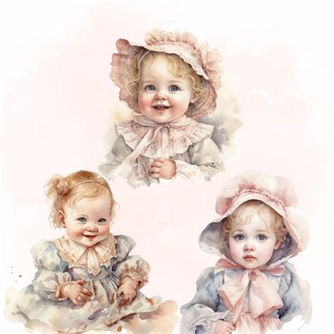 20 Victorian Vintage Clipart Babygirl Flower PNG Pastel Watercolor ...