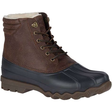 Mens Avenue Winter Duck Boot In Brown And Black By Sperry Winter Duck