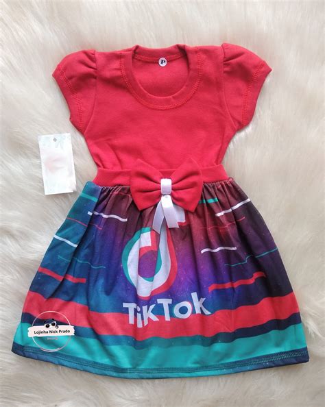 Vestido Infantil Tik Tok Menina Roupa Fantasia Tem Tico Elo