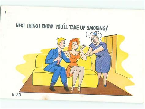 Pre 1980 Risque Comic OLD Woman Yelling At Sexy Girl On Couch Ab7004