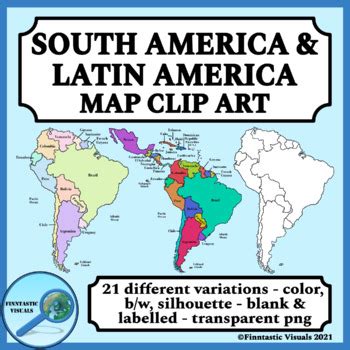 South America And Latin America Clip Art Maps By Finntastic Visuals