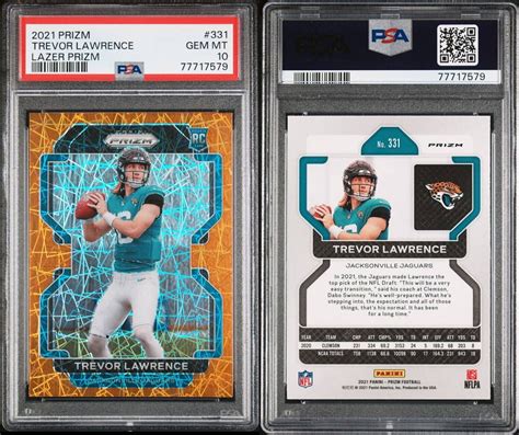 2021 Trevor Lawrence Panini Prizm Orange Lazer PSA 10 331 Jaguars RC