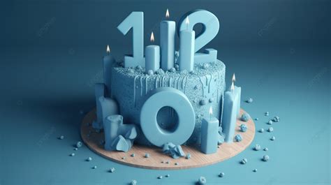 Giant Blue Birthday Cake With Number Twenty In Stunning 3d Render ...