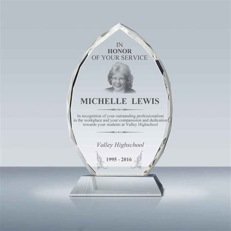 Teacher Retirement Plaque- Crystal Oval Award (042) – Goodcount 3D Crystal Etching Gift & Award