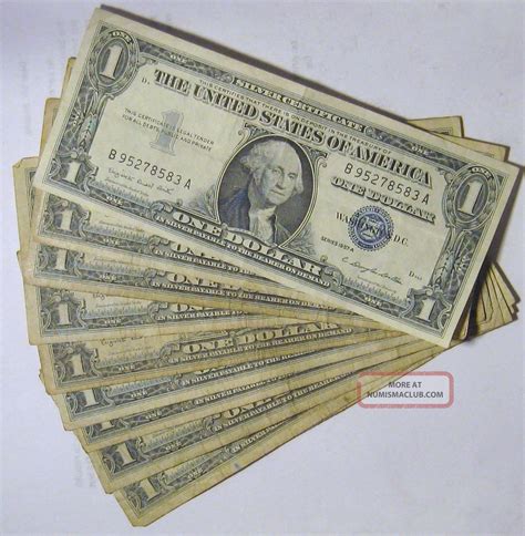 Ten 1957 - A Silver Certificates, Circulated.