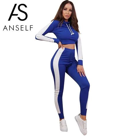 Women Two Piece Loungewear Bodybuilding Tracksuit Striped Long Sleeve Hoodie Sweatshirt Slim