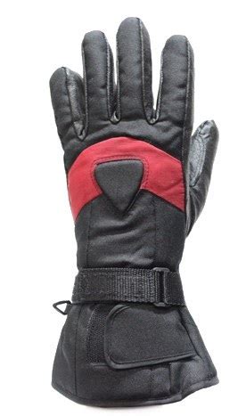 Black and Red Insulated Motorcycle Gauntlet Gloves