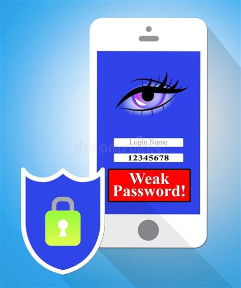 Weak Password Mobile Phone Shows Online Vulnerability And Internet