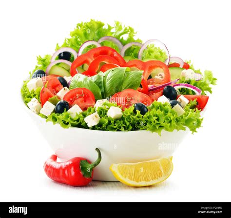 Vegetable Salad Bowl Isolated On White Background Stock Photo Alamy