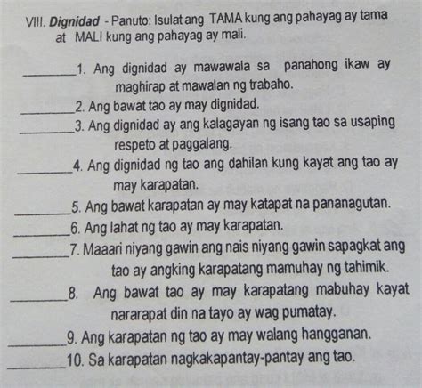 Panuto Isulat Ang TAMA Kung Ang Pahayag Ay Tamaat MALI Kung Ang