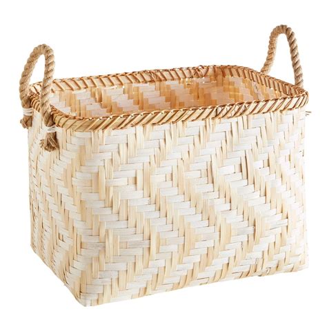 Natural And White Bamboo Basket Best Pier 1 Imports Decor Under 50