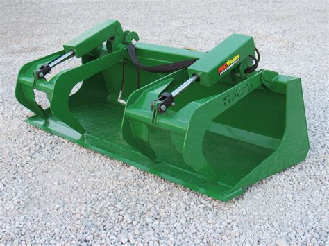 72″ Compact Tractor Dual Cylinder Solid Bottom Bucket Grapple Fits John ...