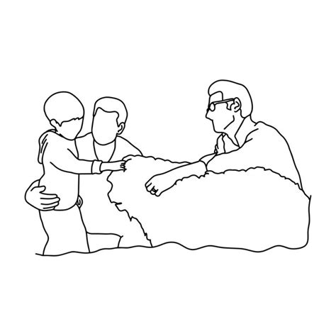 Familia gay con un niño y un perro ilustración vectorial boceto dibujado a mano con líneas