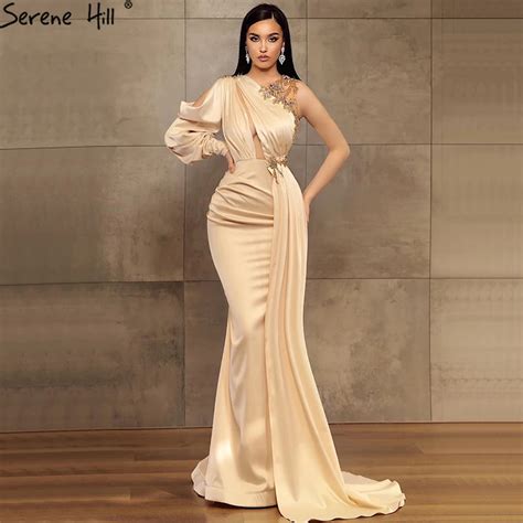 Serene Hill Satin Champagne Sexy Evening Dresses 2021 Mermaid Beading